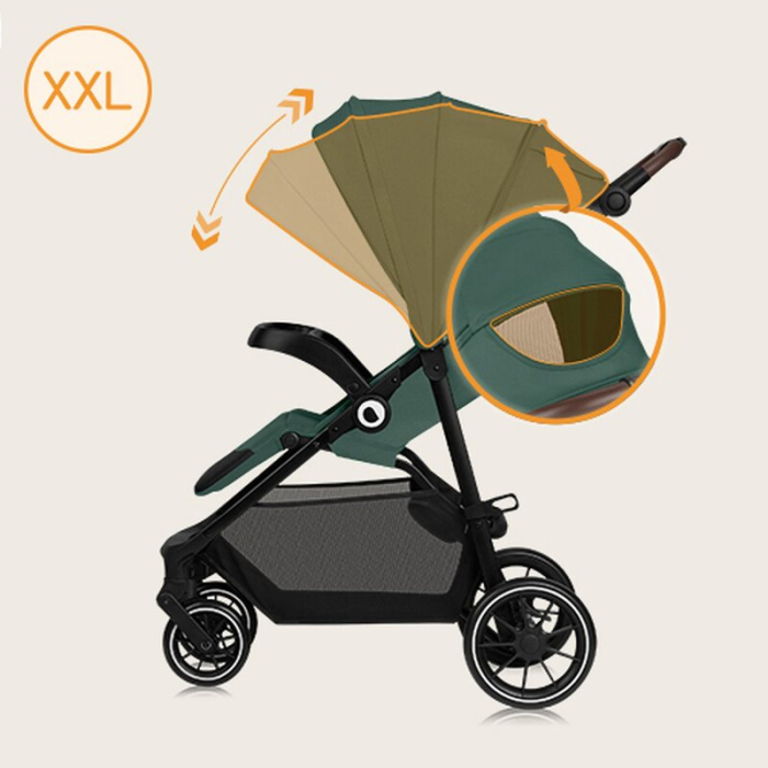 Carucior sport, Lionelo, Emma One, cu tavita, Suport pahar, Plasa de tantari, Roti EVA, Maner reglabil, Pana la 22 kg, 6 luni+, Verde [27]