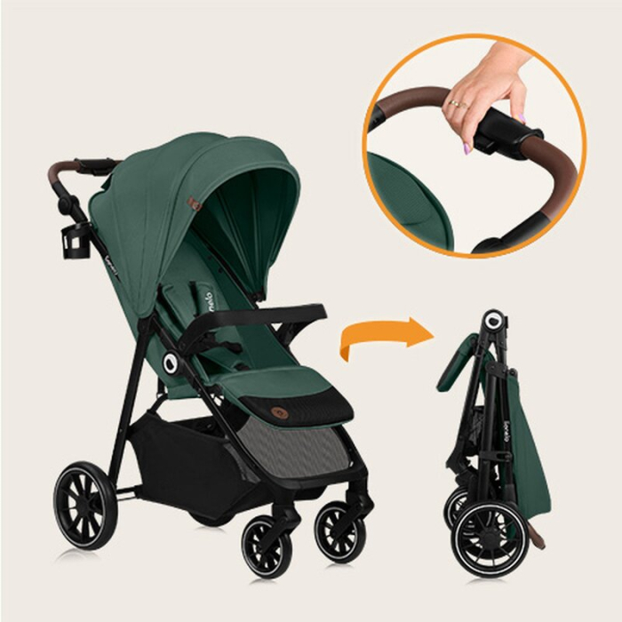 Carucior sport, Lionelo, Emma One, cu tavita, Suport pahar, Plasa de tantari, Roti EVA, Maner reglabil, Pana la 22 kg, 6 luni+, Verde [26]