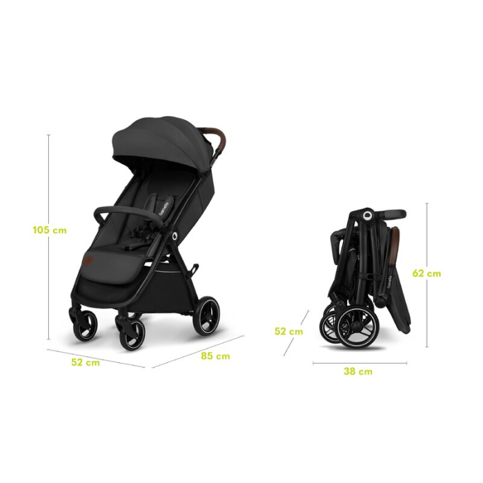 Carucior sport, Lionelo, Ingrid, Capotina impermeabila cu filtru UPF50+, Pana la 22 Kg, Sistem pentru pliere automata, 6 luni+, Gri [19]