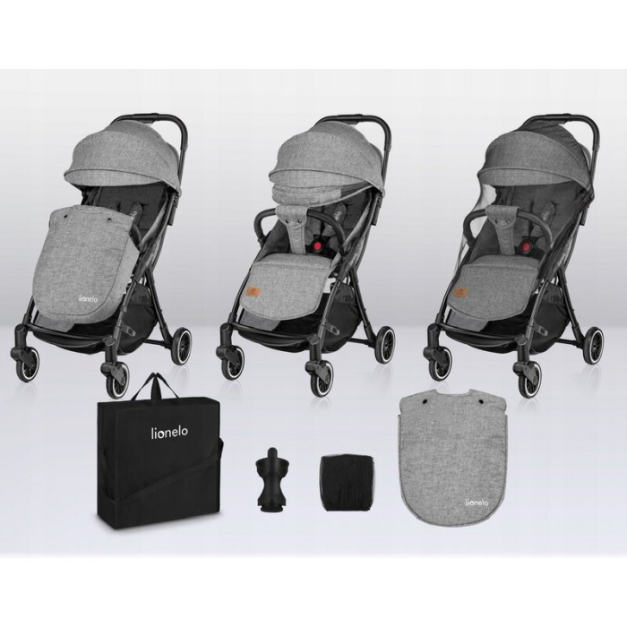 Carucior sport, Lionelo, Julie One, Cadru din aluminiu, 0-22 kg, Pliere compacta pentru avion, Gri [29]