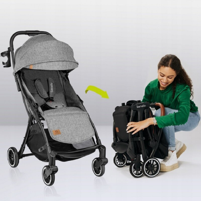 Carucior sport, Lionelo, Julie One, Cadru din aluminiu, 0-22 kg, Pliere compacta pentru avion, Gri [30]