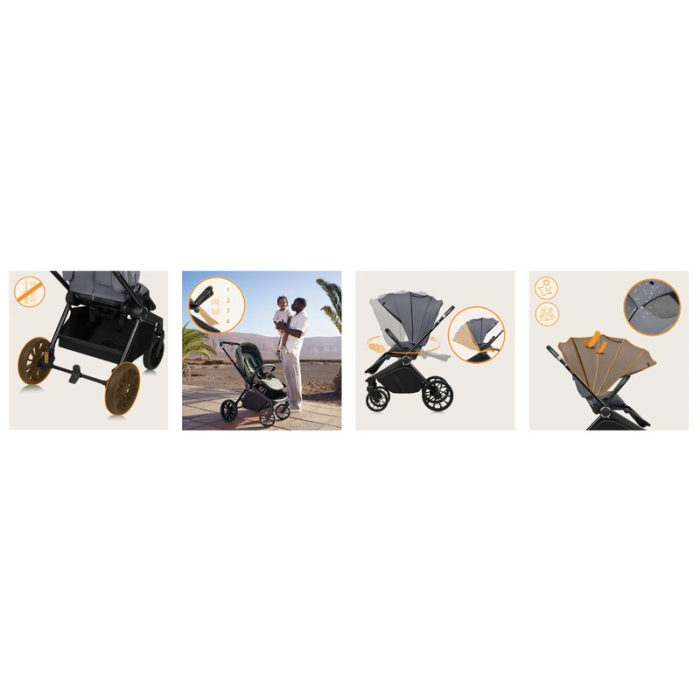 Carucior sport, Lionelo, Mika Plus, Cadru din aluminiu, Copertina XXL, cu accesorii, Pana la 22 kg, 6-48 luni; Bej [29]