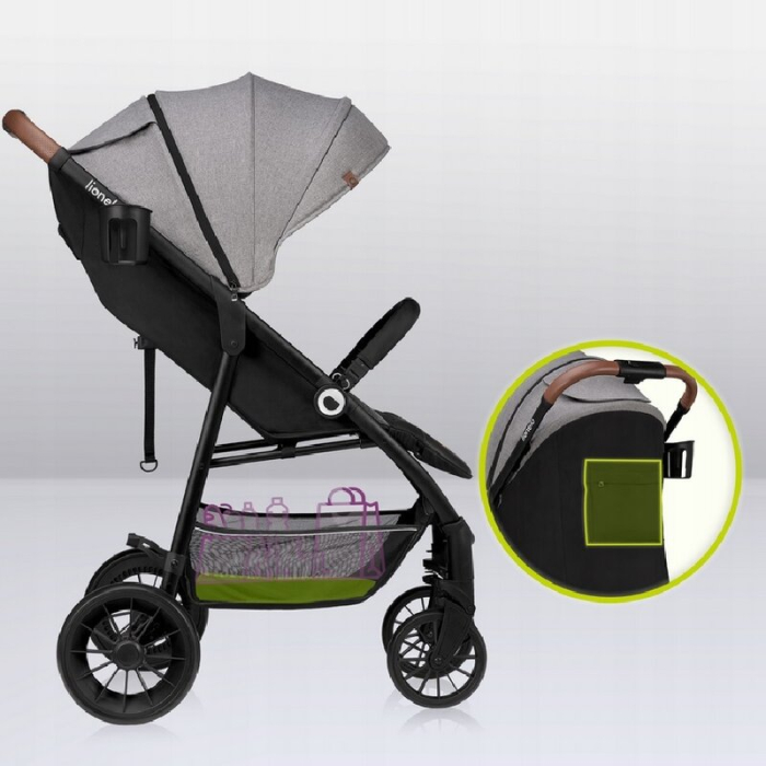 Carucior sport, Lionelo, Zoey, De la nastere, cu accesorii, Cadru din aluminiu, 0- 15 kg, Gri [23]