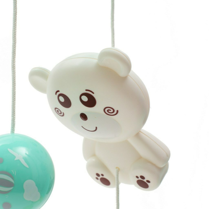 Carusel muzical, BabyMix, pentru patut bebelusi, cu proiectii, cu melodii si sunete ale naturii, cu 10 jucarii si ceas de jucarie pe suport, Mint [7]