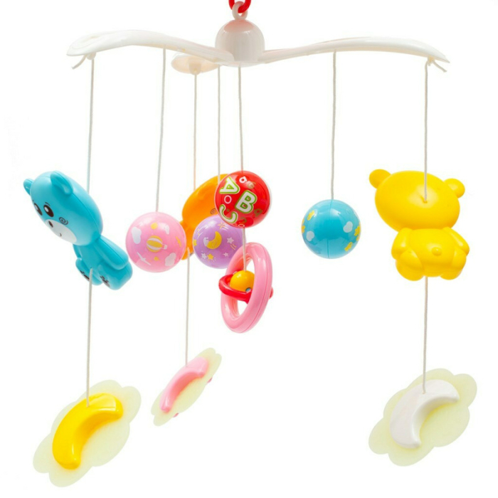 Carusel muzical, BabyMix, pentru patut bebelusi, cu proiectii, cu melodii si sunete ale naturii, cu 11 jucarii, Red [4]