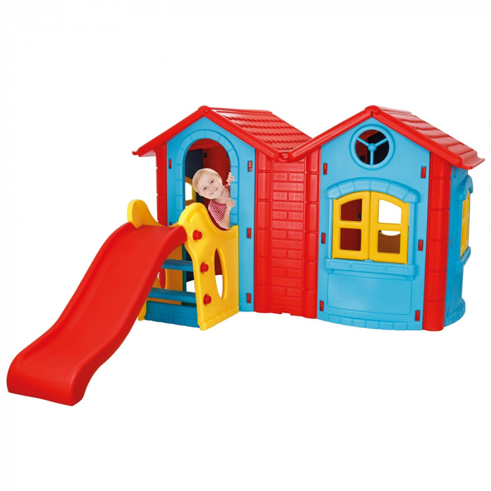 Casuta cu tobogan pentru copii Pilsan Double Happy House blue [2]
