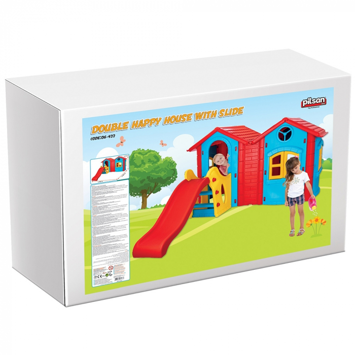 Casuta cu tobogan pentru copii Pilsan Double Happy House blue [3]