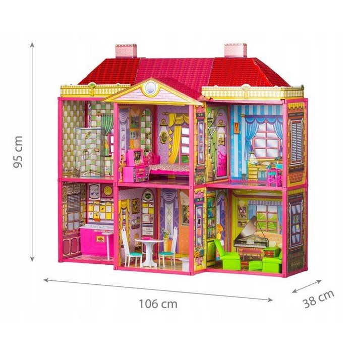 Casuta de papusi, cu 128 de elemente din carton si plastic, Ecotoys HC33423 [4]