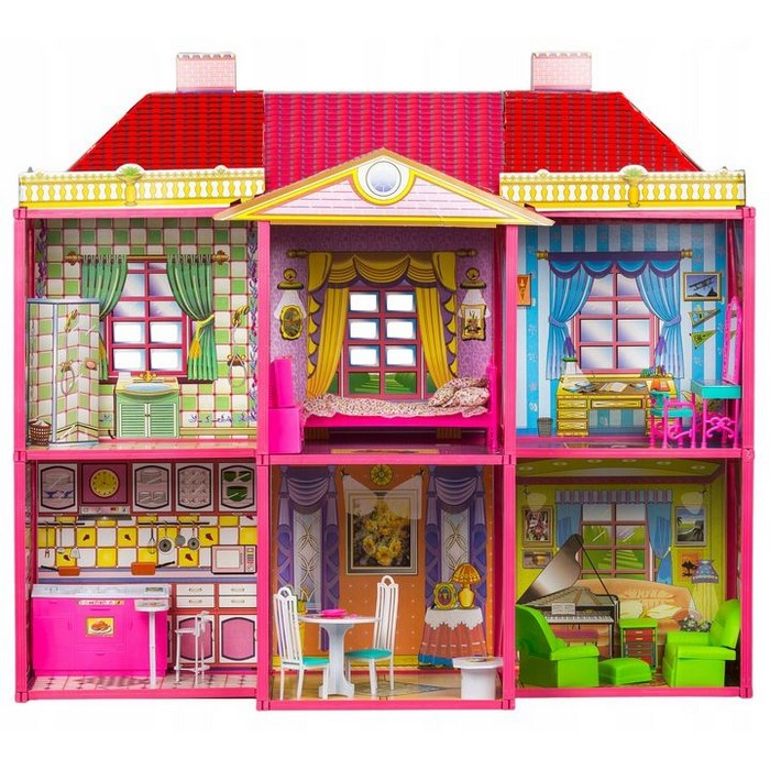 Casuta de papusi, cu 128 de elemente din carton si plastic, Ecotoys HC33423 [2]