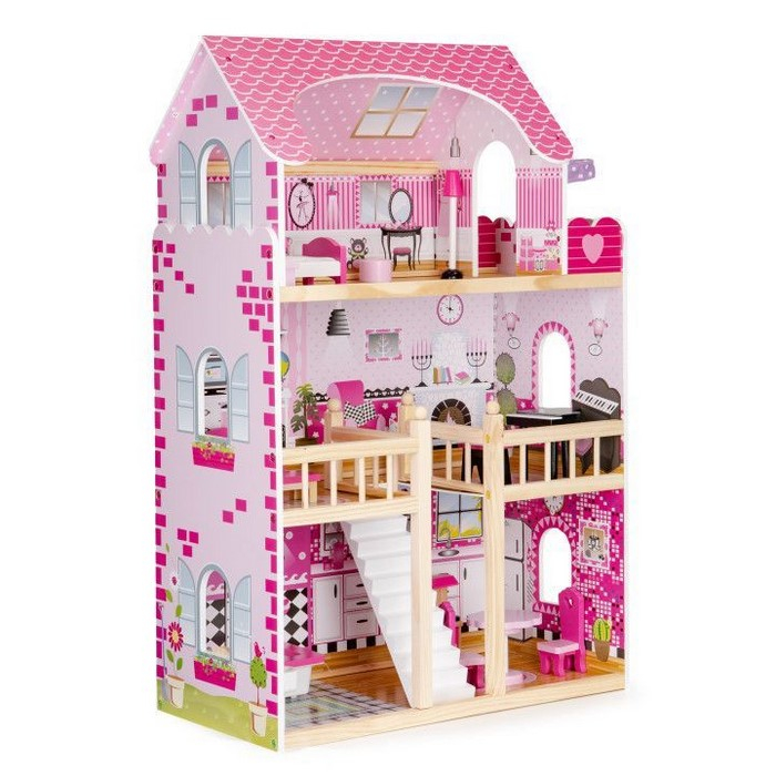 Casuta de papusi din lemn cu iluminare LED si mobilier Ecotoys HM006391 [5]
