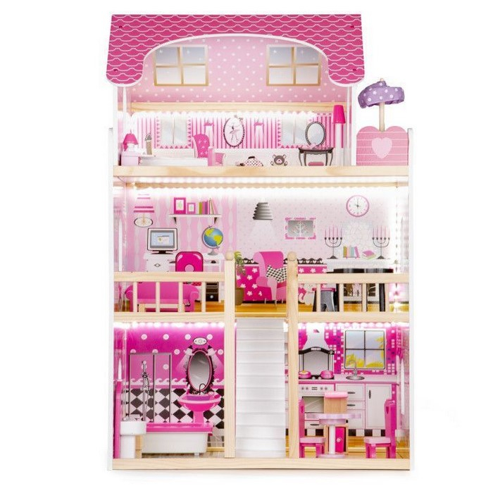 Casuta de papusi din lemn cu iluminare LED si mobilier Ecotoys HM006391 [3]