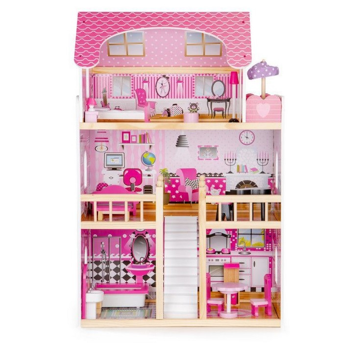 Casuta de papusi din lemn cu iluminare LED si mobilier Ecotoys HM006391 [4]