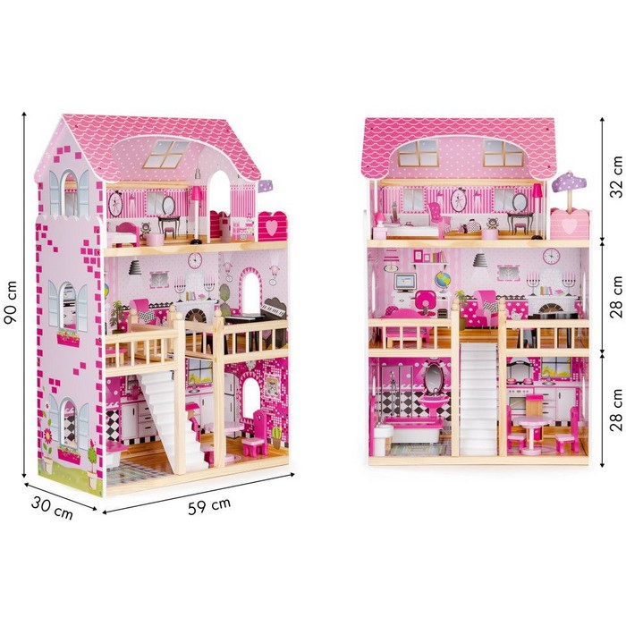 Casuta de papusi din lemn cu iluminare LED si mobilier Ecotoys HM006391 [9]