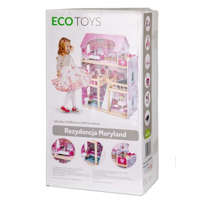 Casuta de papusi din lemn cu iluminare LED si mobilier Ecotoys HM006391 [7]