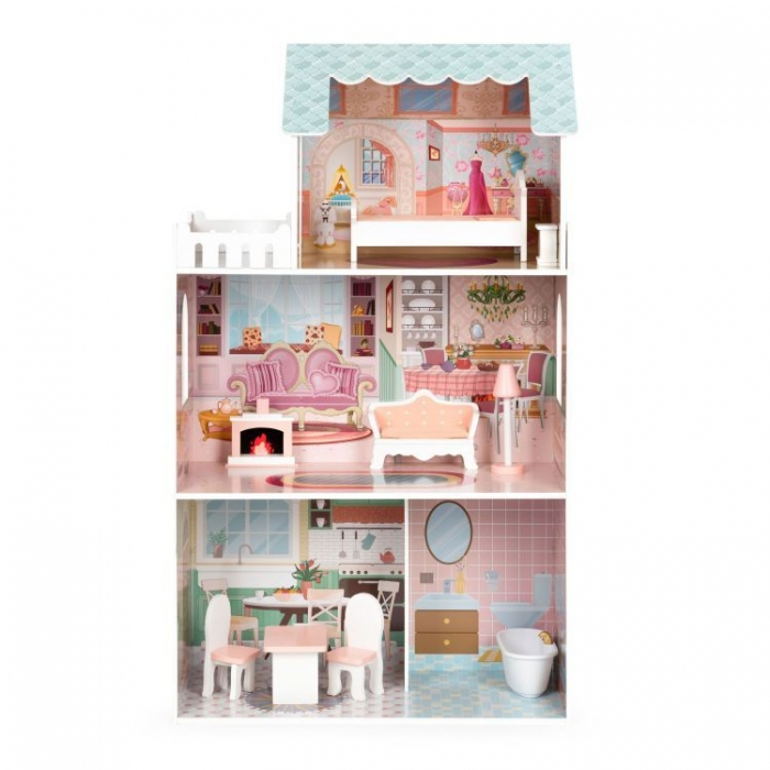 Casuta de papusi inalta din lemn cu mobilier Ecotoys D8112 [2]