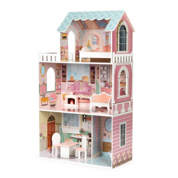 Casuta de papusi inalta din lemn cu mobilier Ecotoys D8112 [3]