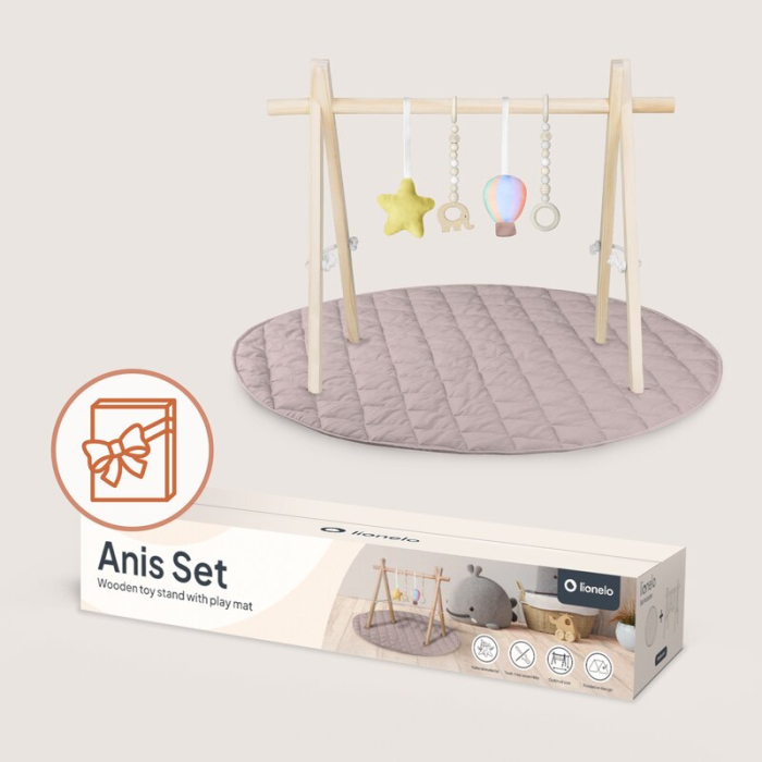 Centru de activitati, Lionelo, Anis Set, cu arcada Montessori, din lemn de pin, Jucarii plus, 4 jucarii suspendate, Multicolor [23]