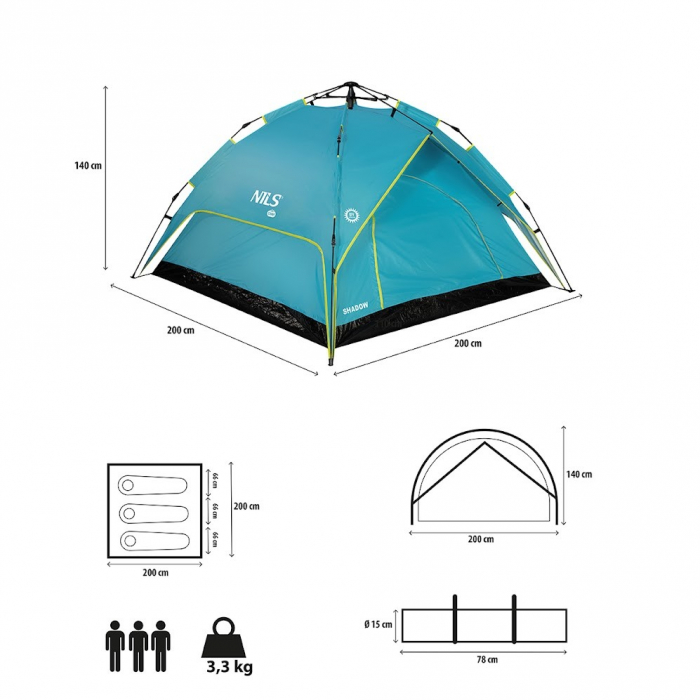 Cort Camping Nils NC7819 Shadow, Albastru [3]