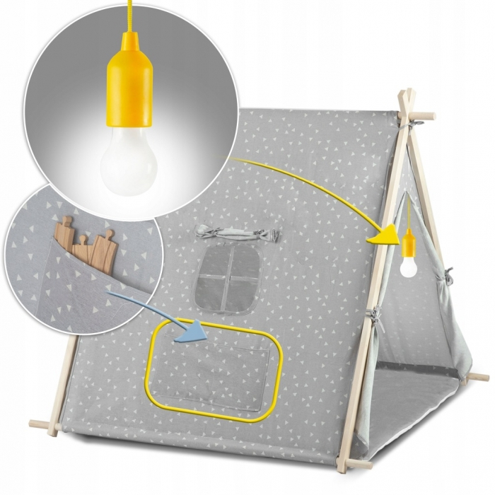 Cort de joaca pentru copii cu lampa si 2 pernite Nukido 107 x 116 x 110 cm - Gri [7]