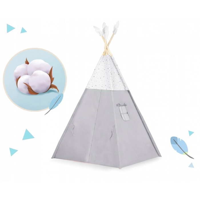 Cort de joaca pentru copii cu salteluta si 3 pernite Nukido 116 x 116 x 165 cm - Gri [4]