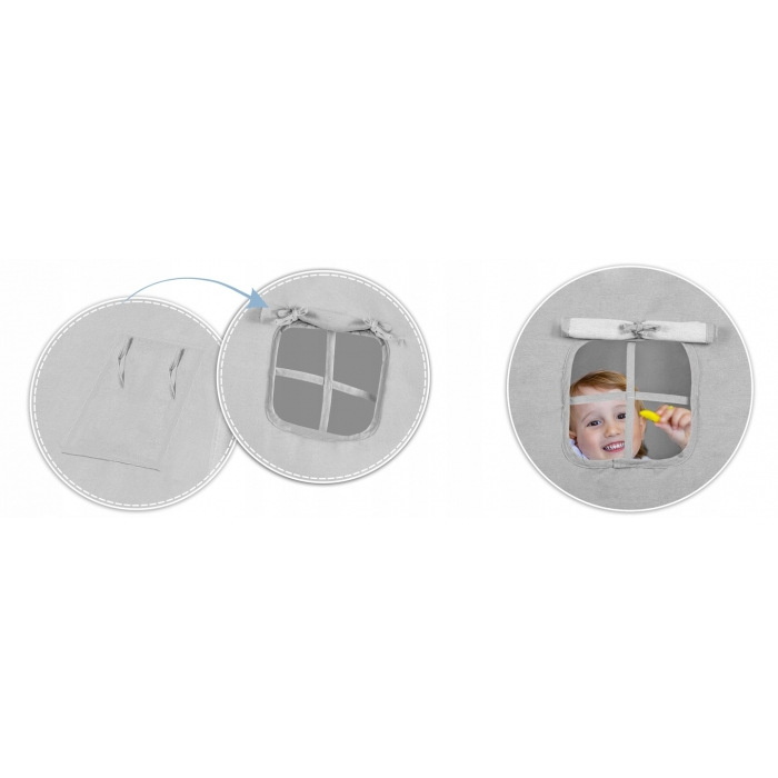 Cort de joaca pentru copii cu salteluta si 3 pernite Nukido 116 x 116 x 165 cm - Gri [9]