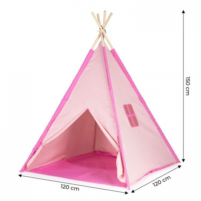 Cort indian teepee de joaca pentru copii, tip wigwam Ecotoys - Roz [5]