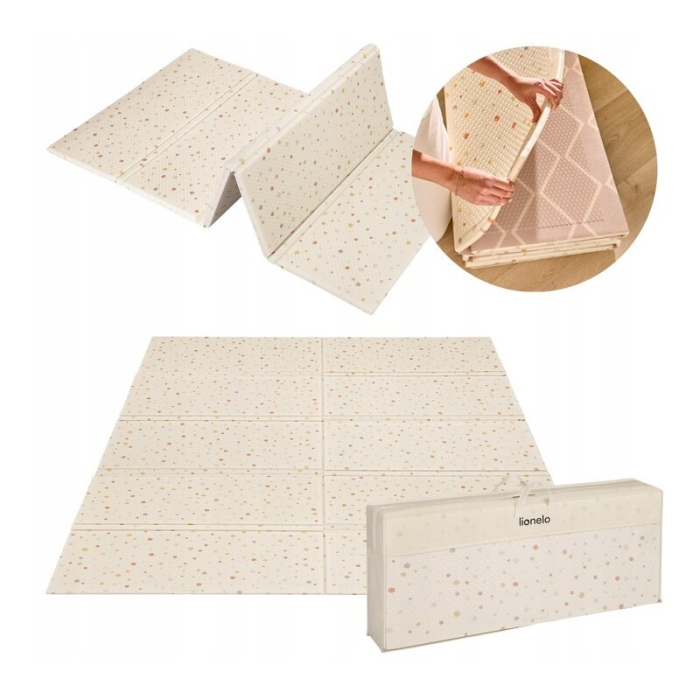 Covoras educativ, Lionelo, Zora, Din spuma XPE non-toxica, Cu doua fete, Suprafata antiderapanta, Dimensiune mare, 180x200 cm, Grosime 1.5 cm, Pliabil, Include geanta pentru transport, Bej [20]