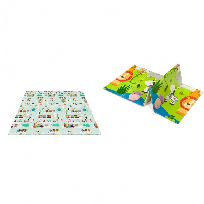 Covoras educativ Robby, Pliabil, Impermeabil, 200 x 180 cm, cu Imprimeu pe ambele parti, Multicolor - Lionelo [6]
