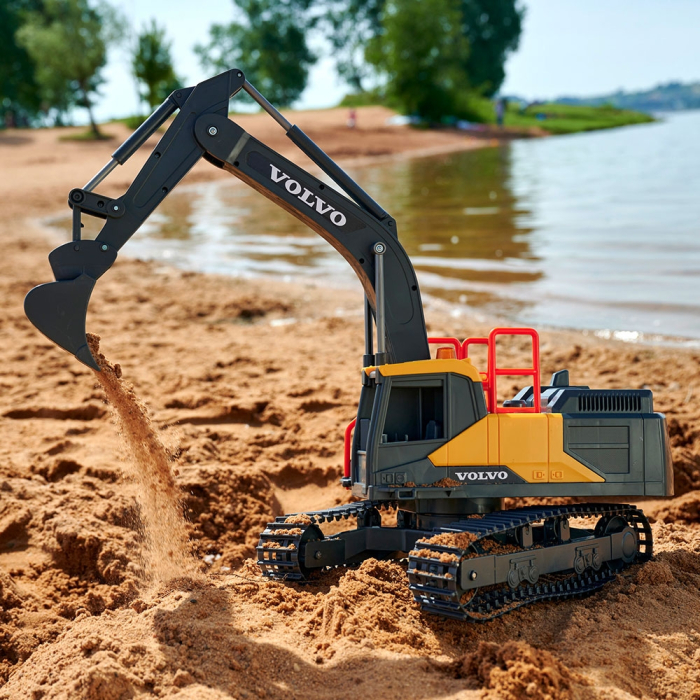 Excavator Dickie Toys Volvo Mining Excavator 60 cm cu telecomanda, lumini si sunete gri [6]