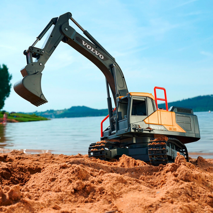 Excavator Dickie Toys Volvo Mining Excavator 60 cm cu telecomanda, lumini si sunete gri [5]