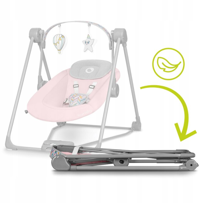 Fotoliu balansoar, Lionelo, Otto Cozy, cu melodii, cu 5 viteze de balansare, cu temporizator, 57x55 cm, Roz [3]