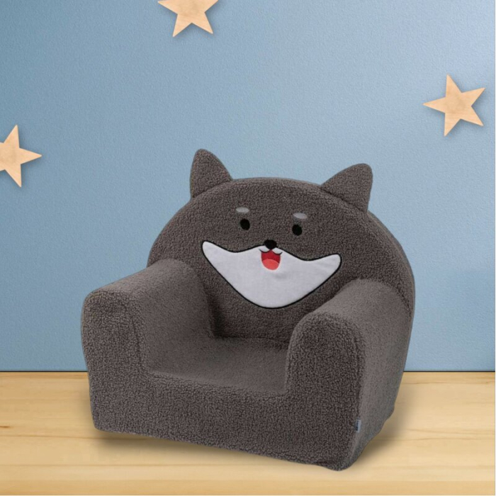 Fotoliu din burete, Bubaba, Dog, pentru copii, 43 x 47 x 34 cm, 9 luni-5 ani, Grey [3]