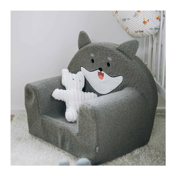 Fotoliu din burete, Bubaba, Dog, pentru copii, 43 x 47 x 34 cm, 9 luni-5 ani, Grey [4]