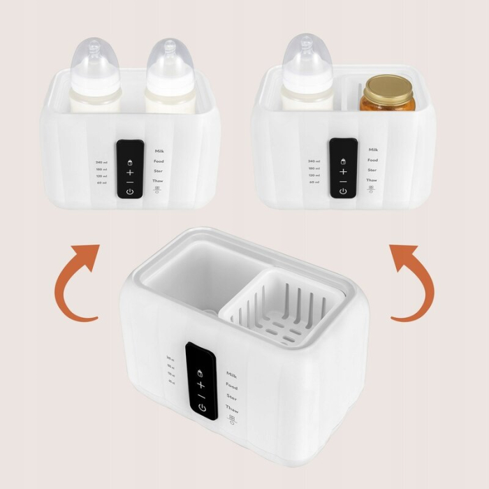Incalzitor biberoane, Lionelo, ThermUp Duo, 6 moduri de operare pentru 2 biberoane simultan, fara BPA, Alb [14]