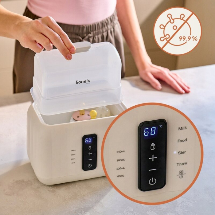 Incalzitor biberoane, Lionelo, ThermUp Duo, 6 moduri de operare pentru 2 biberoane simultan, fara BPA, Alb [13]