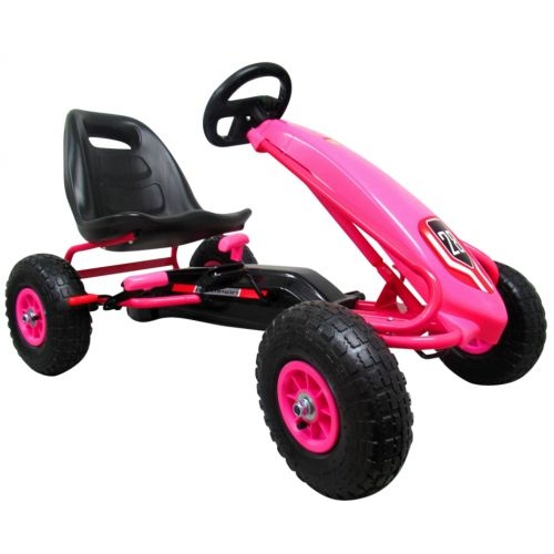 Kart cu pedale Gokart, 3-7 ani, roti gonflabile, G4 R-Sport - Roz [3]