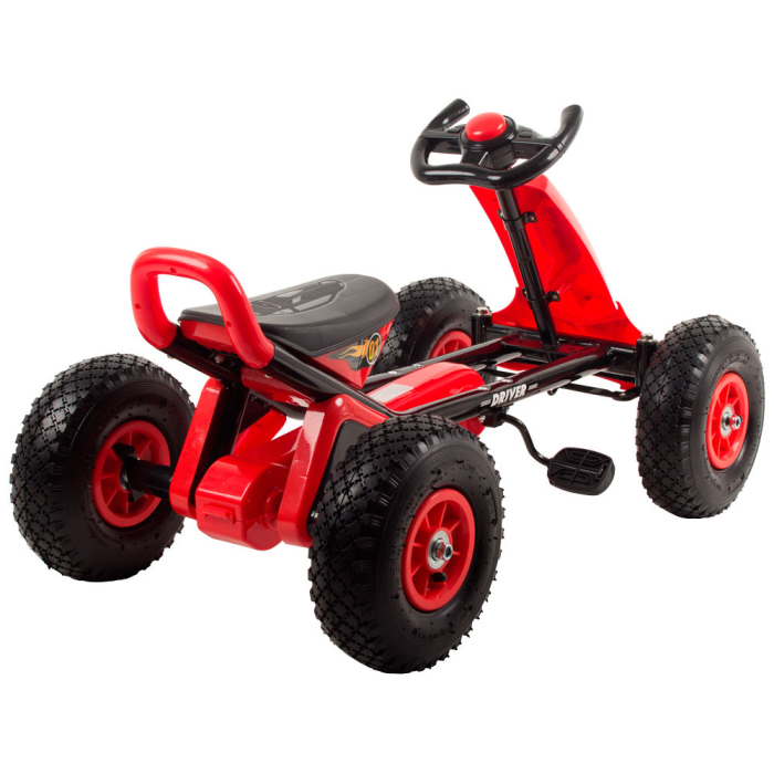 Kart cu pedale si roti gonflabile Driver Kidscare Rosu [4]