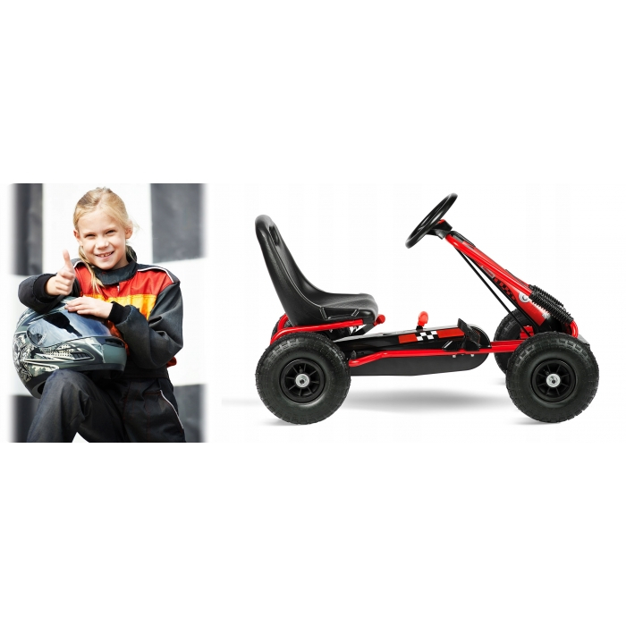 Kart cu pedale si roti gonflabile, Gokart RK-594 Ricokids 759401, Rosu [4]