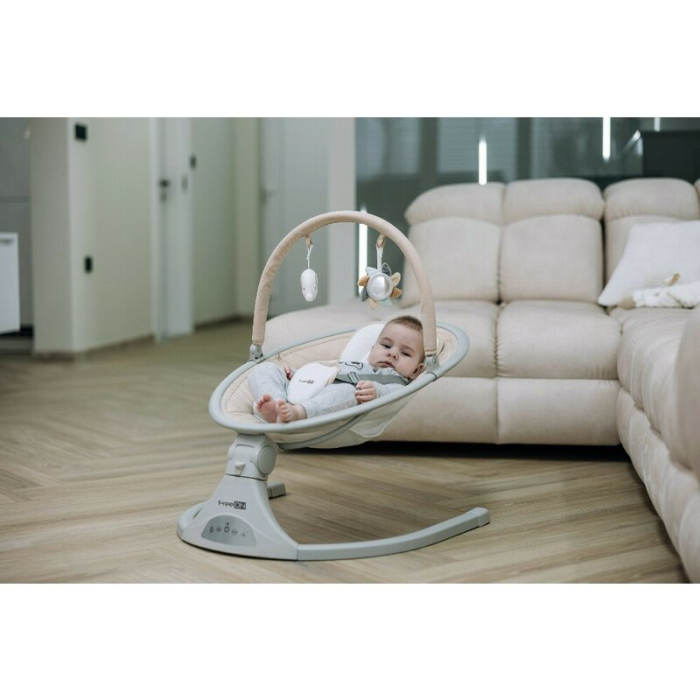 Leagan balansoar, FreeOn, Elite, cu 12 melodii, 5 viteze de balansare si 3 pozitii de reglare a spatarului, Beige [18]