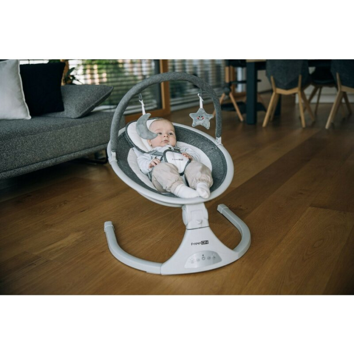 Leagan balansoar, FreeOn, Elite, cu 12 melodii, 5 viteze de balansare si 3 pozitii de reglare a spatarului, Grey [18]