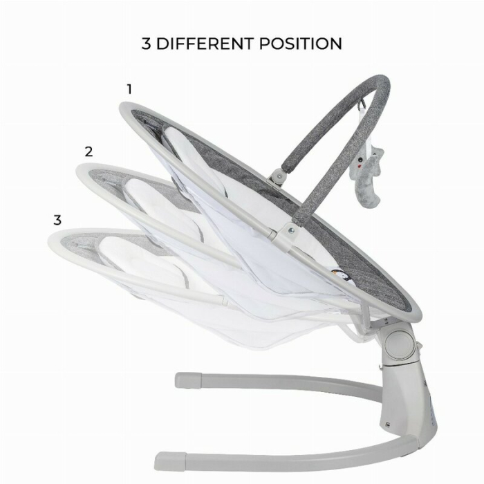 Leagan balansoar, FreeOn, Elite, cu 12 melodii, 5 viteze de balansare si 3 pozitii de reglare a spatarului, Grey [7]