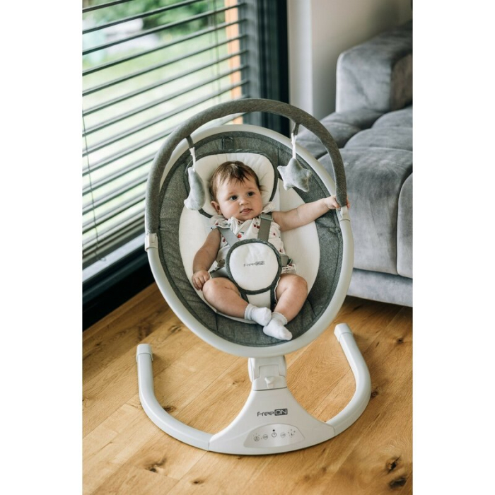 Leagan balansoar, FreeOn, Elite, cu 12 melodii, 5 viteze de balansare si 3 pozitii de reglare a spatarului, Grey [10]