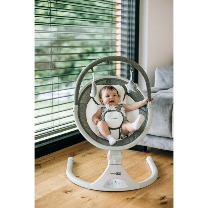 Leagan balansoar, FreeOn, Elite, cu 12 melodii, 5 viteze de balansare si 3 pozitii de reglare a spatarului, Grey [13]