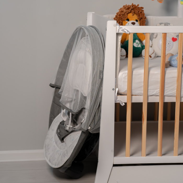 Leagan electric pentru bebelusi cu spatar reglabil si senzor de miscare AppeKids Evoque - Powder Grey [6]