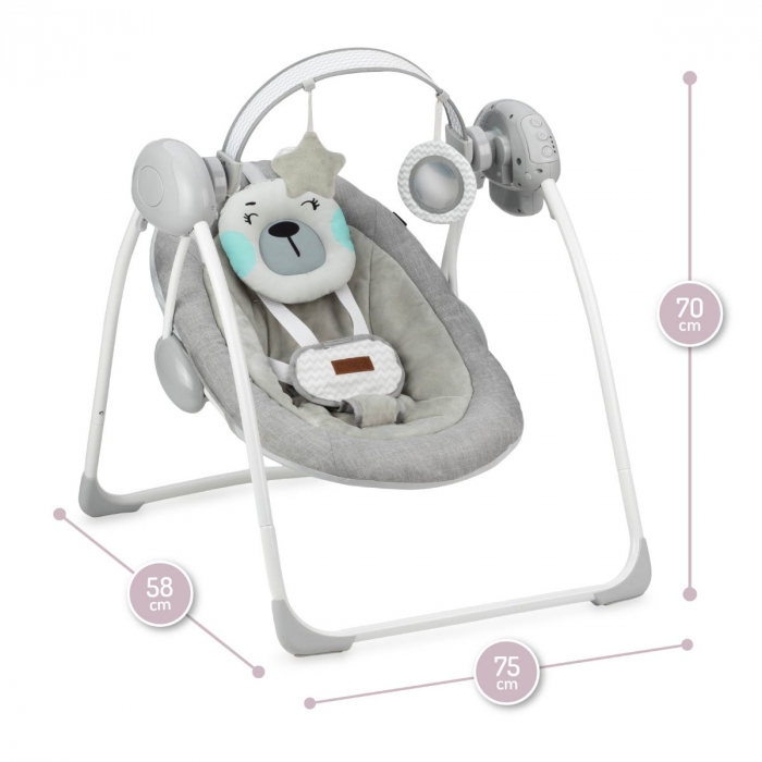 Leagan pentru bebelusi MoMi LISS Bear Gri/Turcoaz [6]