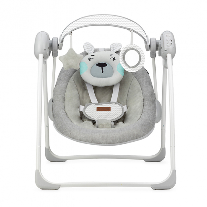Leagan pentru bebelusi MoMi LISS Bear Gri/Turcoaz [4]