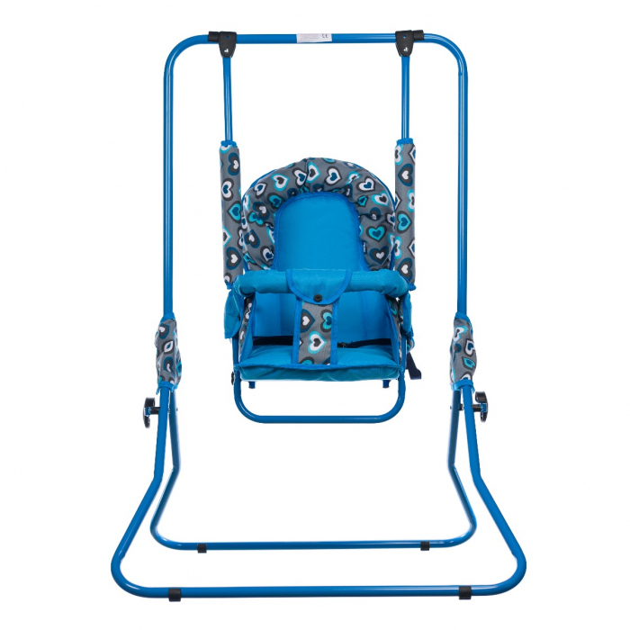Leagan pentru copii, AppeKids, cu spatar reglabil, Blue Hearts [1]