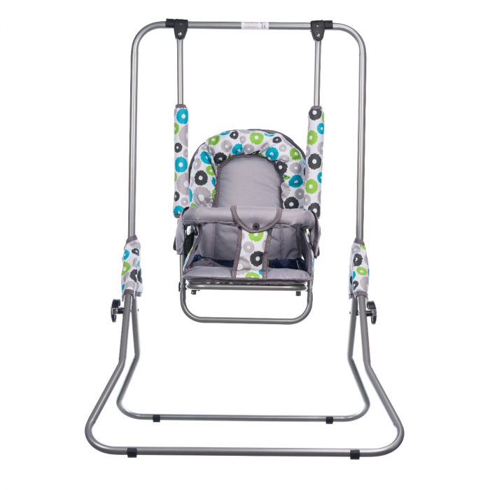 Leagan pentru copii, AppeKids, cu spatar reglabil, Grey Flowers [1]