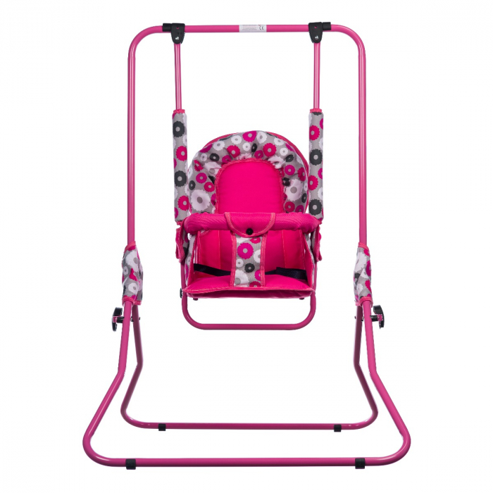 Leagan pentru copii, AppeKids, cu spatar reglabil, Pink Flowers [1]