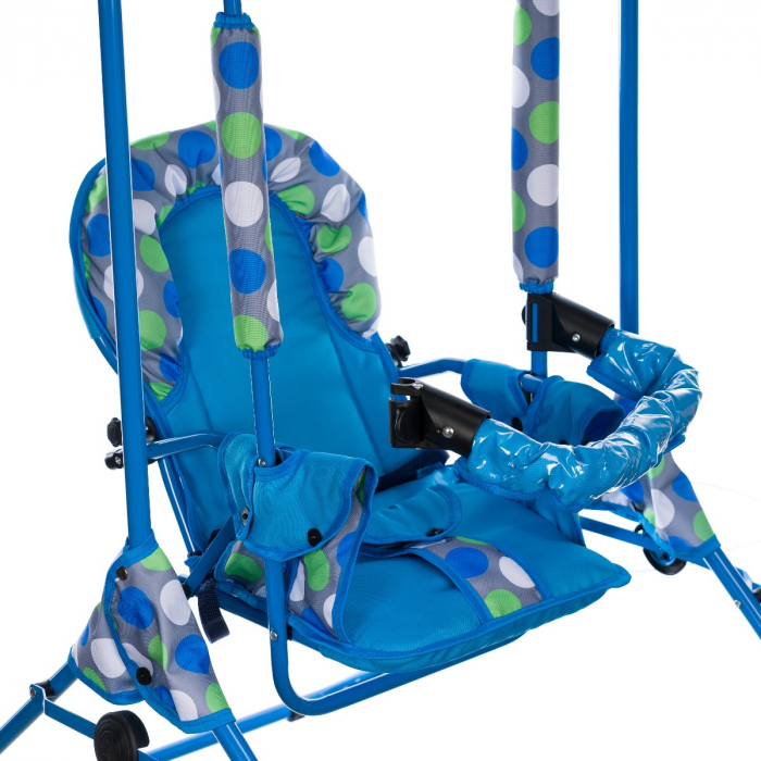 Leagan pentru copii, AppeKids, cu spatar reglabil si bara detasabila, Blue Dots [6]